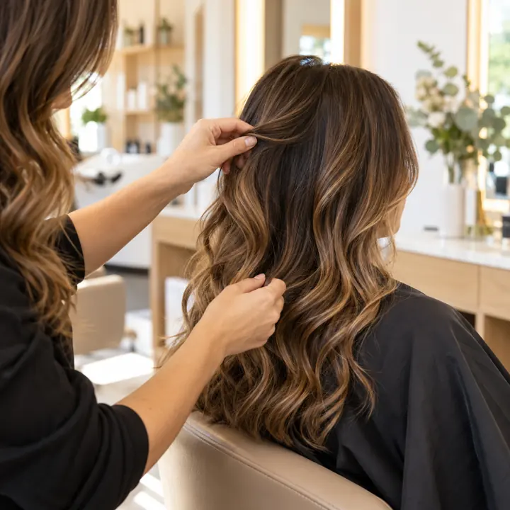 Hair styling in a bright salon